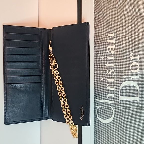 Dior Handbags - DIOR VINTAGE 90'S FOLIO CD MARK LONG WALLET NAVY LEATHER/RED INTERIOR/GOLD HRDWR